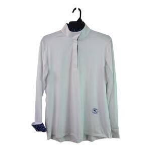 Essex Classic Talent Yarn Show Shirt White Blue Equestrian Riding Top Shirt XL